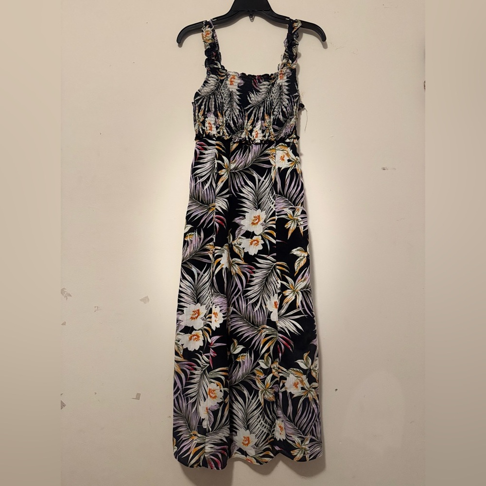 Navy Tropical Floral Maxi Dress - Women